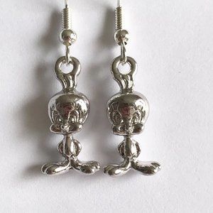 Vintage Tweety Bird Charm Earrings Looney Tunes Warner Bros. Silver Plated Charm